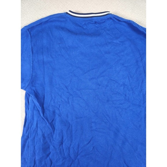 Badge Shirt Mens Medium M Stretch Blue Regular Short Sleeve V Neck Y2K NWT A3 - Picture 9 of 12